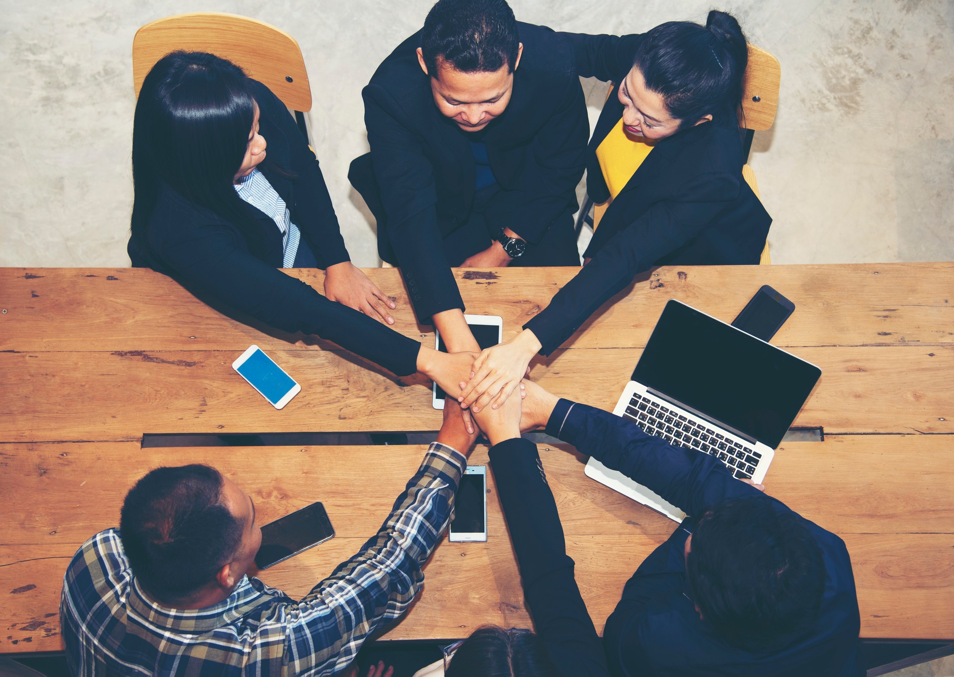 Team work concept. Business people joining hands. Business people team holding hands successful. Business meeting